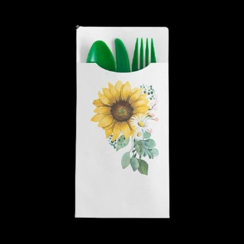 Sunflower Party Cutlery Silverware Holders - Pack of 12