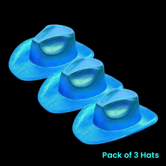 Sparkly Holographic Iridescent Glitter Space Blue Cowboy Hats - Pack of 3