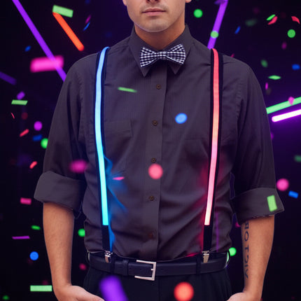 Rainbow Multicolored Light Up Suspenders