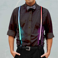 Rainbow Multicolored Light Up Suspenders