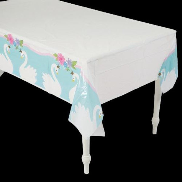 Sweet Swan Printed Plastic Tablecloth