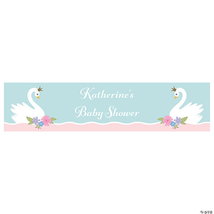 Sweet Swan Baby Shower Paper Custom Banner