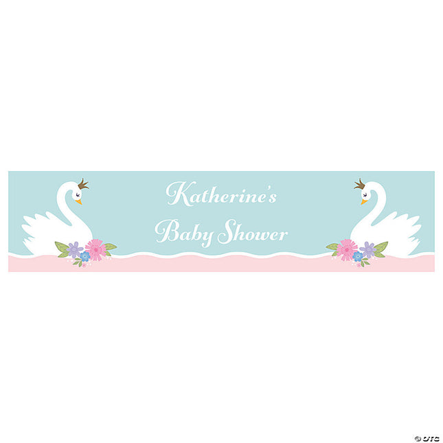 Sweet Swan Baby Shower Paper Custom Banner