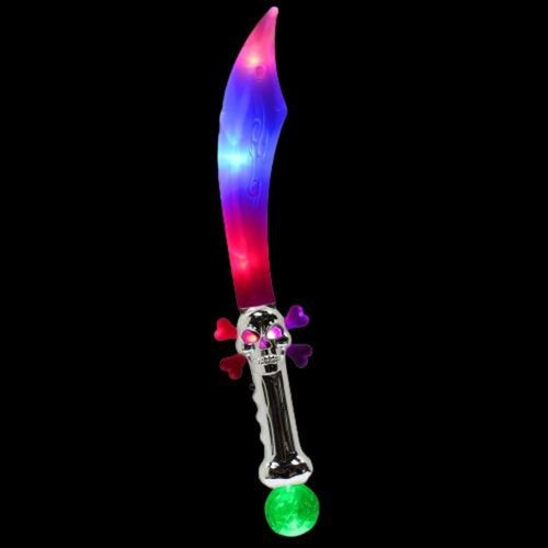 LED Flashing Skull Faced Pirate Sword