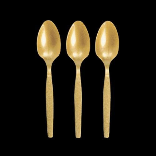 Metallic Gold Color Plastic Spoons