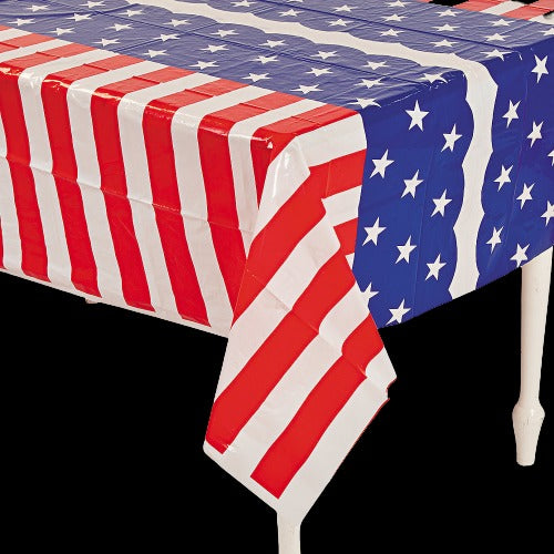 Patriotic Theme Stars & Stripes Plastic Tablecloth