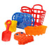 Kid's Beach Basket 6 Piece Play Set with Sand Shovel & Molds