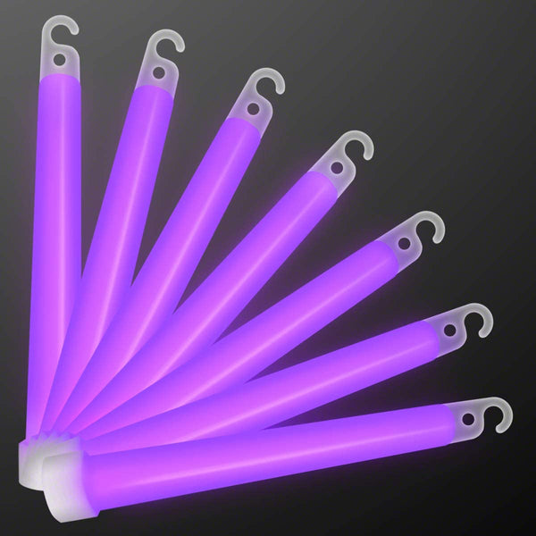 6 Inch Premium Purple Glow Sticks - Pack of 12