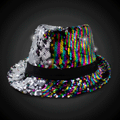 LED Flashing Color-Changing Multicolor Sequin Fedora Hat