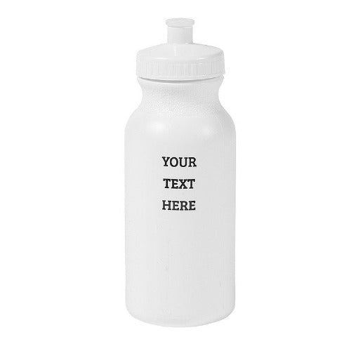 Personalized White Open Text Water Bottles