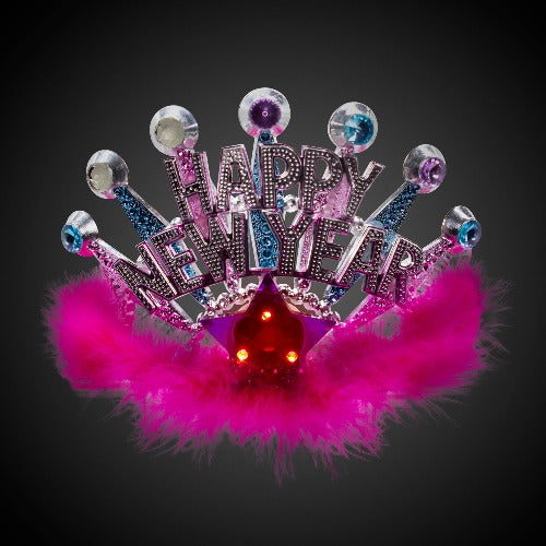 LED Happy New Year Tiara - 12 Tiaras Per Pack