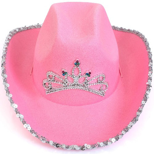 Stylish Velvet Cowboy Hat with Tiara