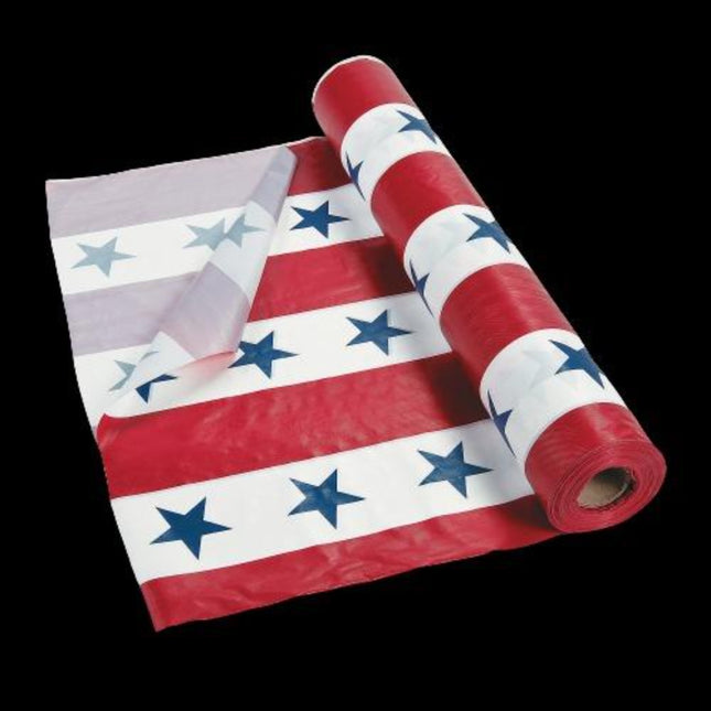 Patriotic Plastic Tablecloth Roll - 100 Feet | PartyGlowz