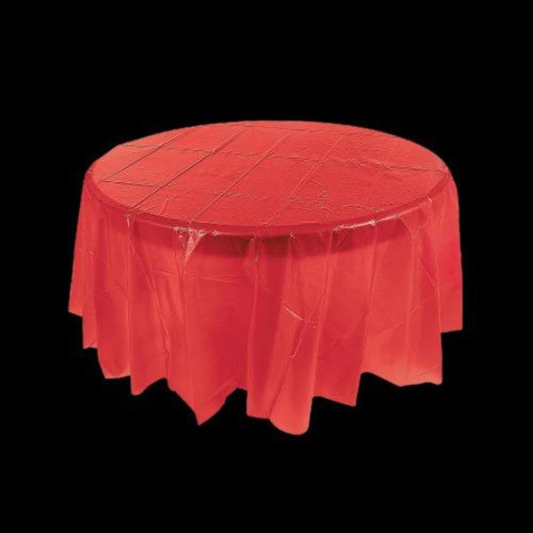 Red Round Plastic Tablecloth