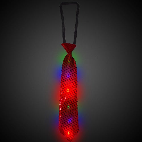 Multi-Color LED Red Sequin Necktie
