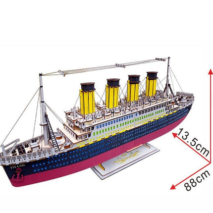 Natural Wood 3D Puzzle Titanic Ship 35" Long Craft Building Set
