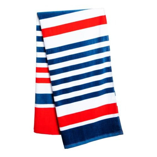 60 Inch Red, White & Blue Stripe Beach Towel