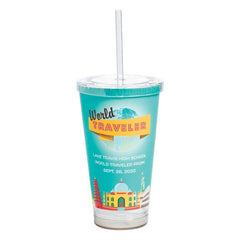 Personalized World Traveler Tumbler With Straw