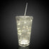 LED Light Up White 16 Oz String Double Walled Tumbler With Lid And Straw