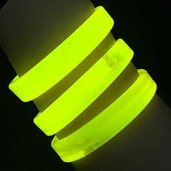 8 Inch Triple Wide Green Glow Bracelets / Wristbands