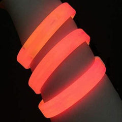 8 Inch Triple Wide Orange Glow Bracelets / Wristbands