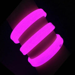 8 Inch Triple Wide Pink Glow Bracelets / Wristbands