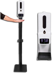 Touch Free Sanitizer Dispenser with Steel Floor Stand and Inbuilt Infrared Thermometer