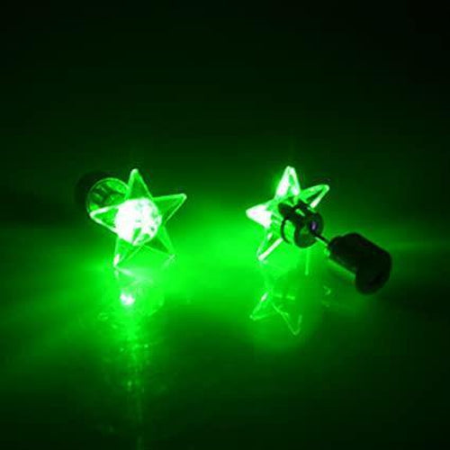 LED Light Up Green Star Stud Earrings