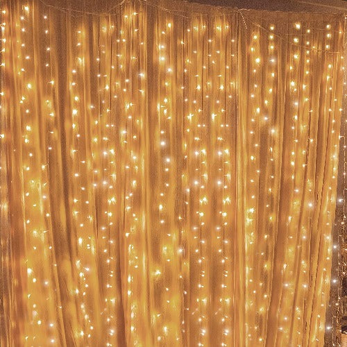 300 LED Christmas Curtain String Lights Warm White