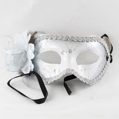 Silver Venetian Flower Face Mask