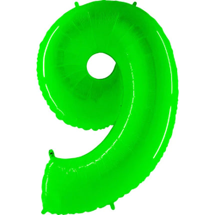 40" Number 9 - Neon Lime Green Foil Mylar Balloon