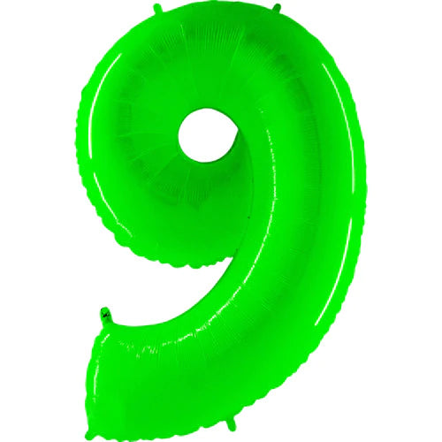 40" Number 9 - Neon Lime Green Foil Mylar Balloon