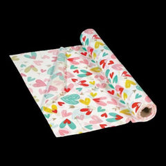 Valentines Day Hearts Plastic Tablecloth Rolls - 100 Feet