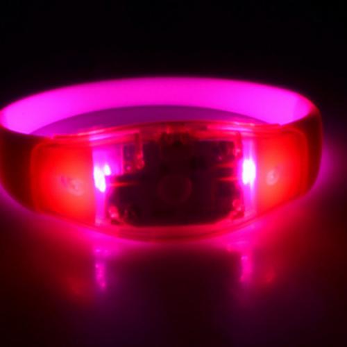 LED Light Up Pink Sound Activated Silicone Bracelet