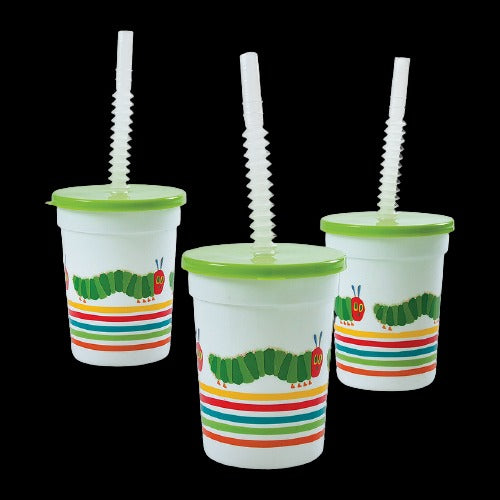 10 Oz The Very Hungry Caterpillar Plastic Tumblers with Lids & Straw