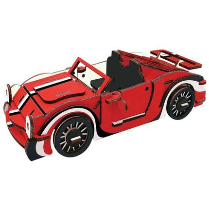 Natural Wood 3D Puzzle Convertible Sport Car Craft Building Set