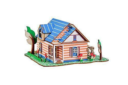 Natural Wood 3D Puzzle Fontainebleau Villa Craft Building Set
