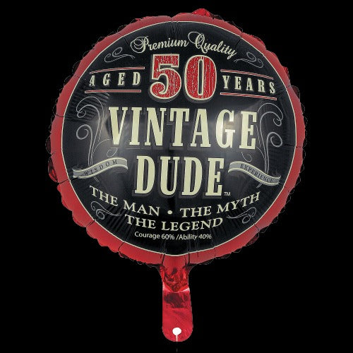 Vintage Dude 50th Birthday Metallic 18 Mylar Balloon