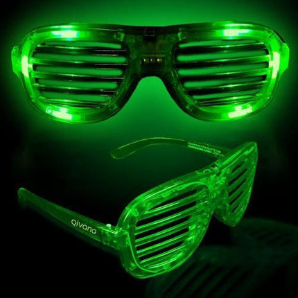 LED Light Up Green Slotted Rock Star Sunglasses