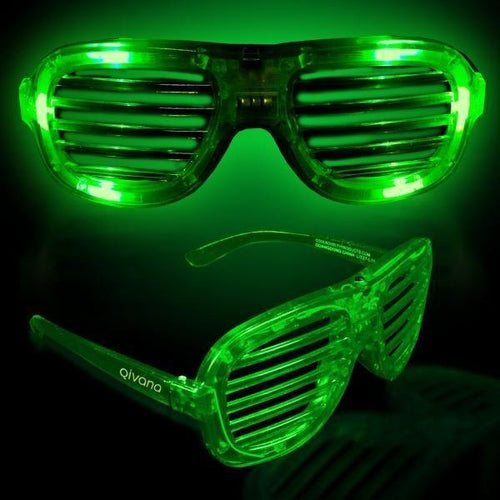LED Light Up Green Slotted Rock Star Sunglasses