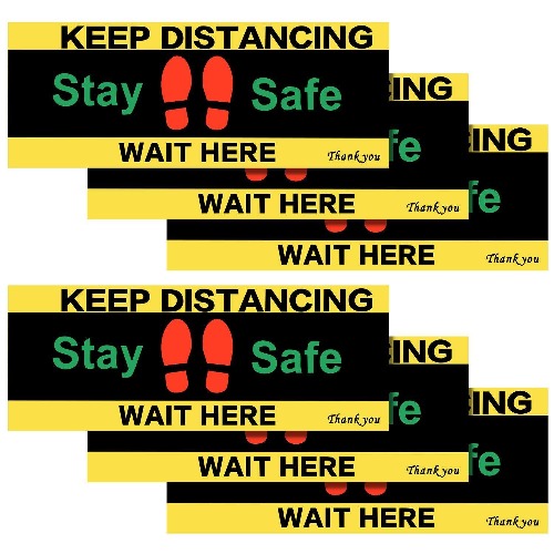 8 Pieces Safety Marker Anti-Slip Keep Distancing Sign Floor Sticker - 16 x 6 Inches
