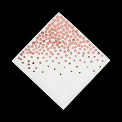 White with Rose Gold Foil Dots Luncheon Napkins