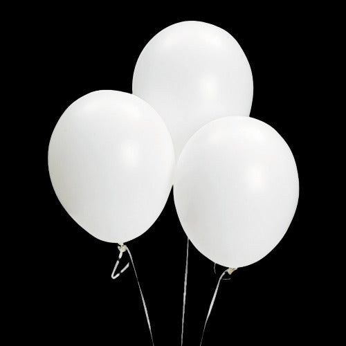 11 Round White Latex Balloons