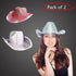 LED Light Up Flashing Sequin White & Pink Cowboy Hat - Pack of 2 Hats