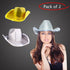 LED Light Up Flashing Sequin White & Gold Cowboy Hat - Pack of 2 Hats