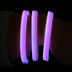8 Inch Triple Wide Glow Bracelets - White Pink Purple