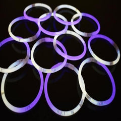 8 Inch Premium Glow Stick Bracelets - Bi Color - White/Purple