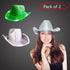 LED Light Up Flashing Sequin White & Green Cowboy Hat - Pack of 2 Hats