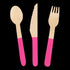 Wooden Cutlery Sets With Pink Handle