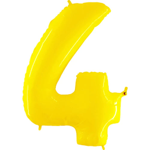 40 Number 4 - Yellow Foil Mylar Balloon